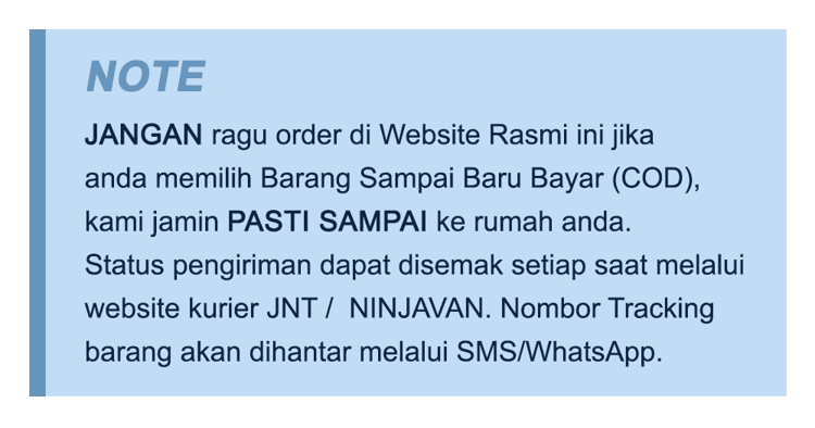 Nota: order di website rasmi, barang dijamin sampai
